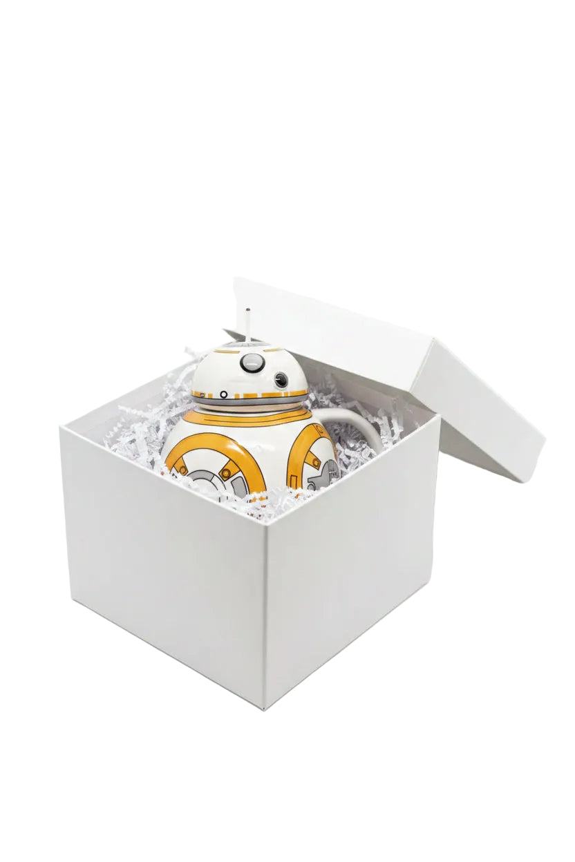 Mug droïde galactique avec couvercle amovible vue de face cadeau geek